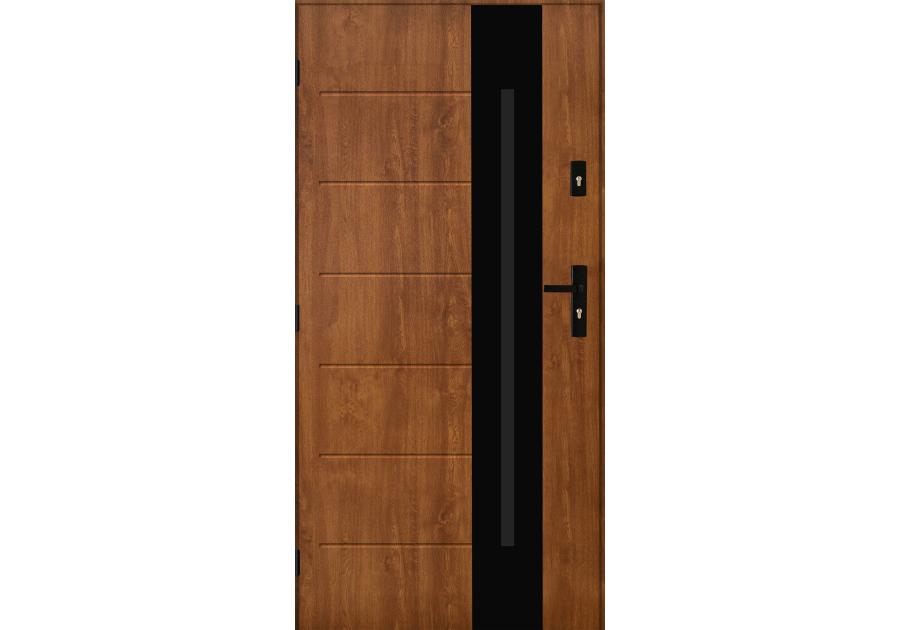 Zdjęcie: Drzwi zewnętrzne solaris złoty dąb 80l komplet PANTOR