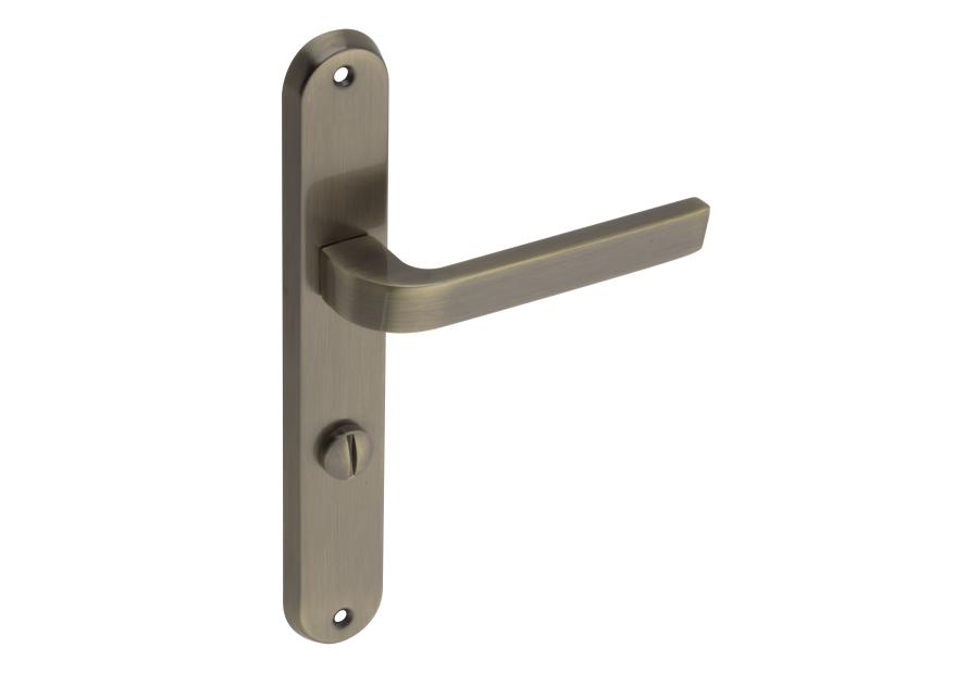 Zdjęcie: Klamka wewnętrzna Arco DH-95A szyld długi WC-L mosiądz antyczny GAMET BASIC LINE