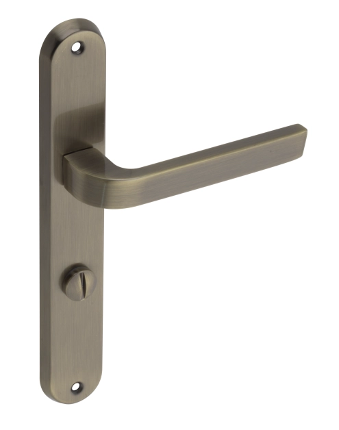 Zdjęcie: Klamka wewnętrzna Arco DH-95A szyld długi WC-L mosiądz antyczny GAMET BASIC LINE