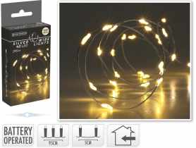 Drucik srebrny 195 cm 40 led ciepły biały na baterie KOOPMAN