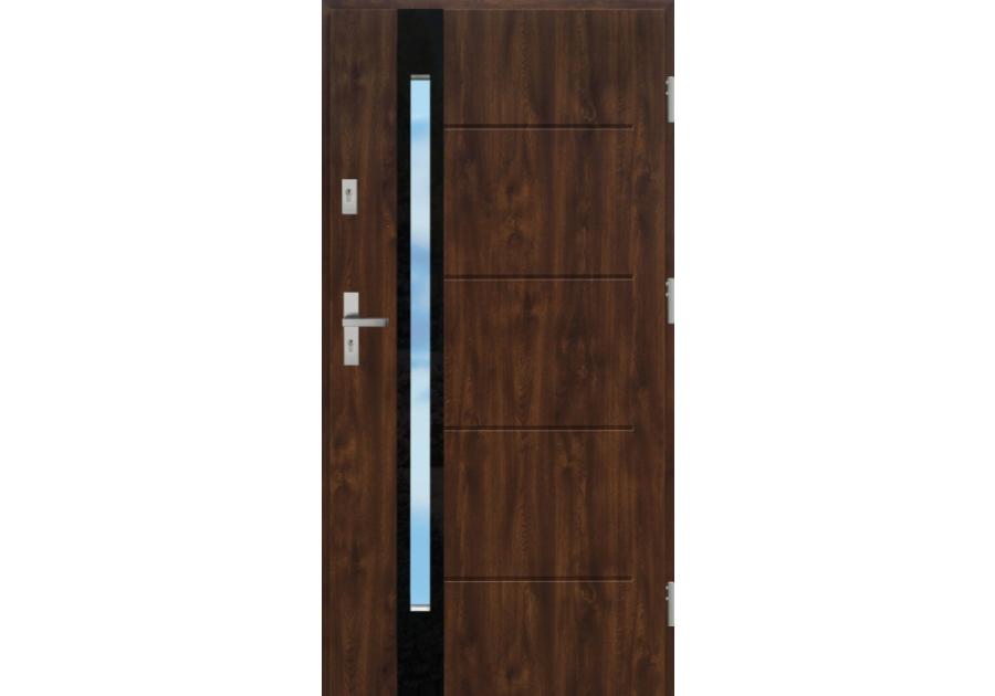 Zdjęcie: Drzwi zewnętrzne stalowo-drewniane Disting Liberto 12B Orzech 90 cm prawe KR CENTER