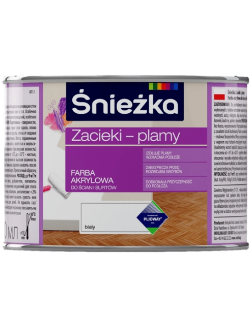 Zdjęcie: Farba na zacieki i plamy biały 0,4L ŚNIEŻKA