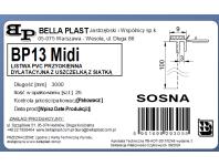 Zdjęcie: Listwa PVC BP13 Midi L300 9/3 sosna, dylatacyjna, z siatką i z uszczelką BELLA PLAST