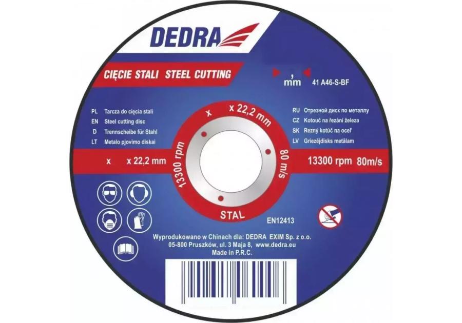 Zdjęcie: Tarcza do cięcia stali 125x1,0x22,2 mm DEDRA
