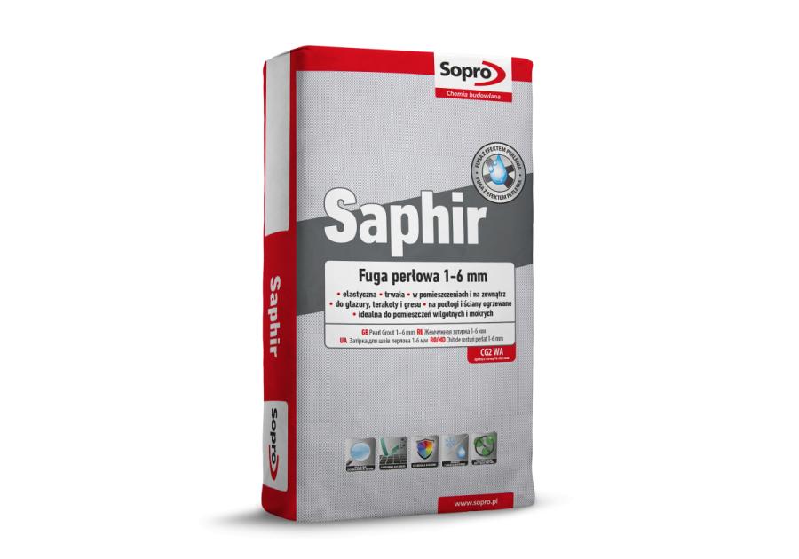 Zdjęcie: Fuga cementowa elastyczna Saphir biały 20 kg SOPRO