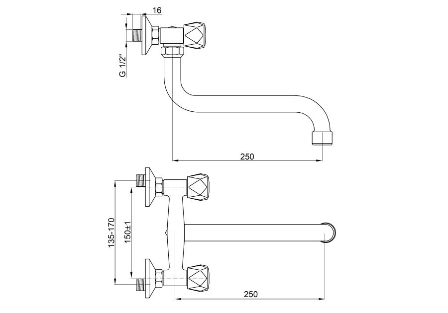 Zdjęcie: Bateria umywalkowo-zlewkozmywakowa Modena chrom, S 25 cm INVENA