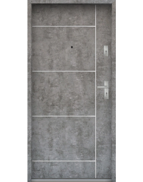 Zdjęcie: Drzwi wejściowe do mieszkań Bastion A-65 Beton srebrny 80 cm (NW) lewe ODR KR CENTER