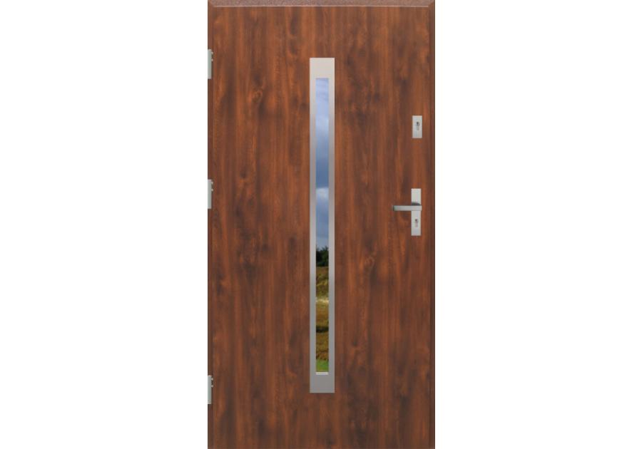 Zdjęcie: Drzwi zewnętrzne stalowo-drewniane Disting Otello 11 Dąb złoty 90 cm lewe KR CENTER