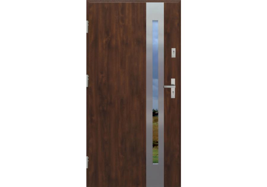 Zdjęcie: Drzwi zewnętrzne stalowo-drewniane Disting Otello 08B Orzech 80 cm lewe KR CENTER