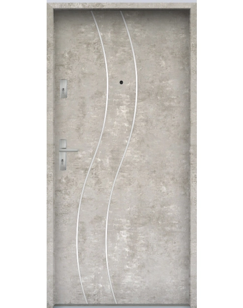 Zdjęcie: Drzwi wejściowe do mieszkań Bastion R-59 Beton naturalny 90 cm prawe ODO KR CENTER