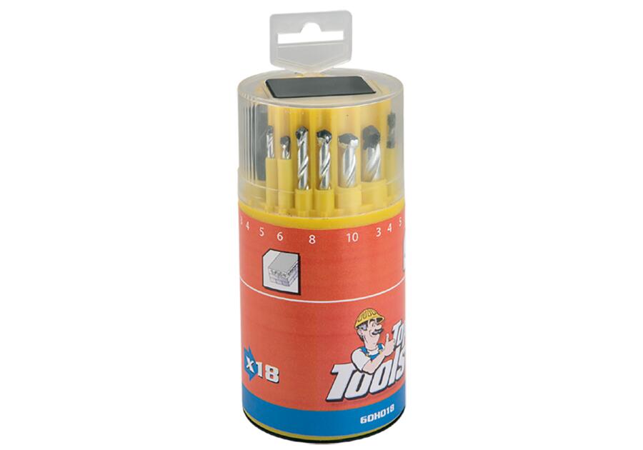 Zdjęcie: Wiertła różne metal/beton/drewno, zestaw 18 szt. TOP TOOLS