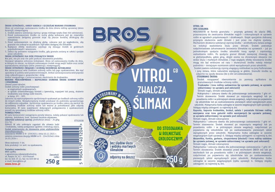 Zdjęcie: Preparat do zwalczania ślimaków Vitrol GB 250 g BROS