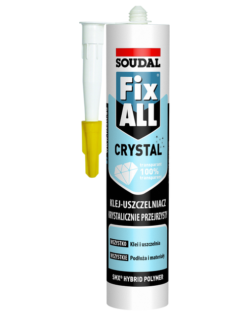Zdjęcie: Klej uszczelniacz hybrydowy Fix All Crystal 290 ml bezbarwny SOUDAL