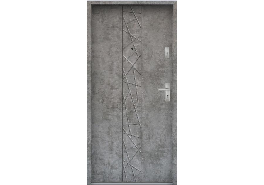 Zdjęcie: Drzwi wejściowe do mieszkań Bastion N-53 Beton srebrny 90 cm lewe ODR KR CENTER
