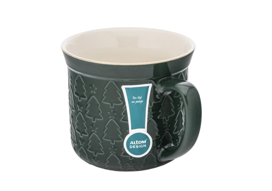 Zdjęcie: Kubek prosty duży 640 ml z wywiniętym rantem i tłoczeniem dekoracja choinki zielone ALTOM DESIGN