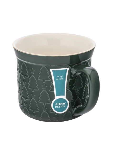 Zdjęcie: Kubek prosty duży 640 ml z wywiniętym rantem i tłoczeniem dekoracja choinki zielone ALTOM DESIGN