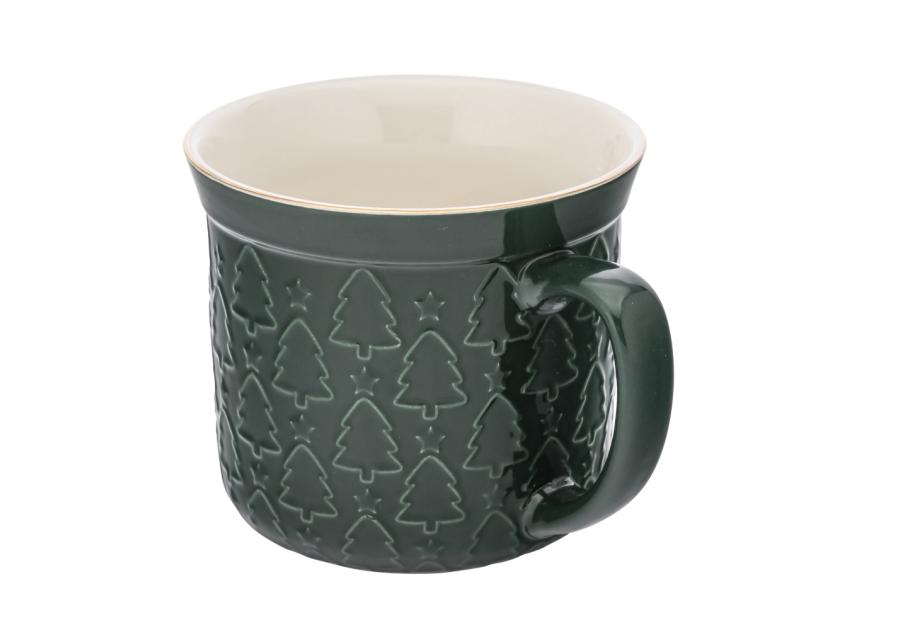 Zdjęcie: Kubek prosty duży 640 ml z wywiniętym rantem i tłoczeniem dekoracja choinki zielone ALTOM DESIGN