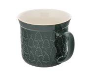 Zdjęcie: Kubek prosty duży 640 ml z wywiniętym rantem i tłoczeniem dekoracja choinki zielone ALTOM DESIGN