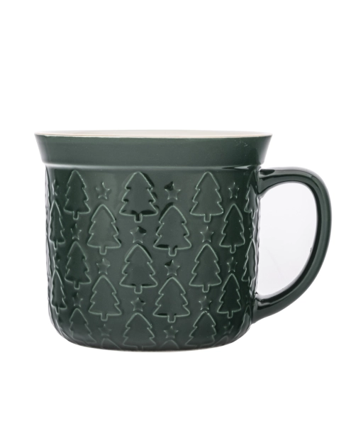 Zdjęcie: Kubek prosty duży 640 ml z wywiniętym rantem i tłoczeniem dekoracja choinki zielone ALTOM DESIGN