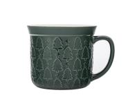 Zdjęcie: Kubek prosty duży 640 ml z wywiniętym rantem i tłoczeniem dekoracja choinki zielone ALTOM DESIGN