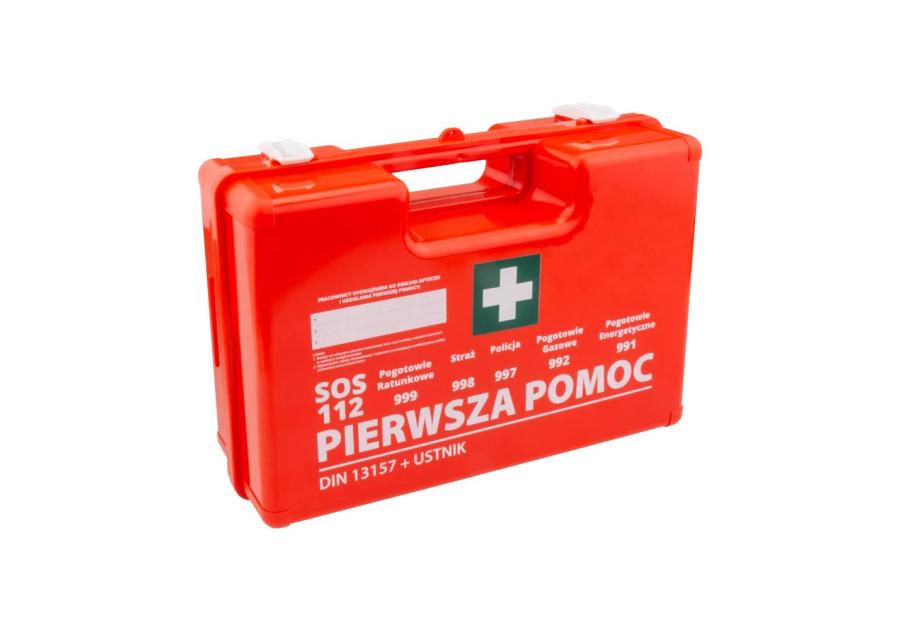 Zdjęcie: Apteczka przenośna zakładowa 330x245x125 mm z wyposażeniem DIN13157 + maseczka METRO