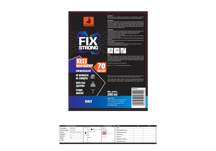Zdjęcie: Klej montażowy 280 ml Fix strong  DRAGON