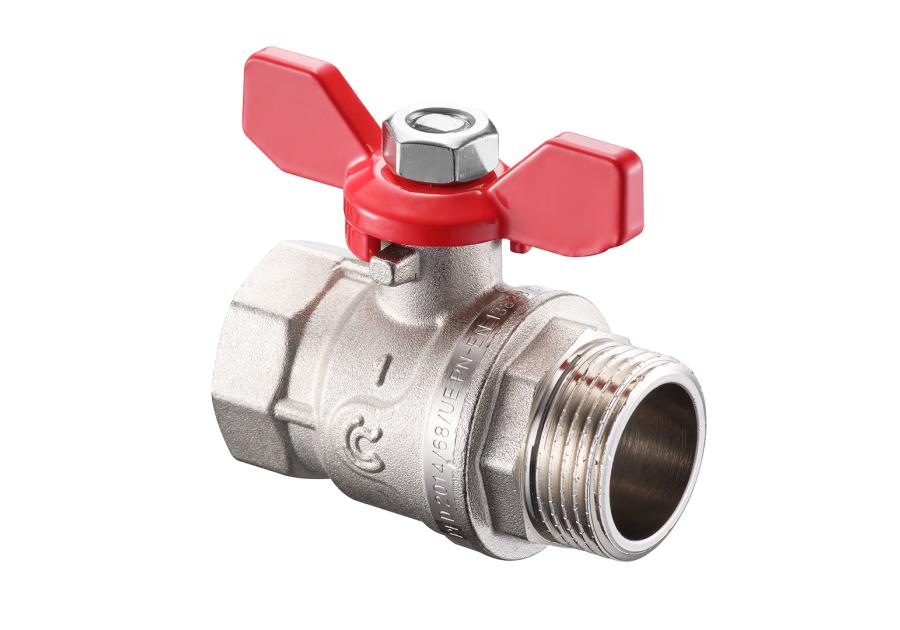 Zdjęcie: Zawór na zawieszce kulowy w/z 3/4" z motylkiem, pełen nikiel CALIDO