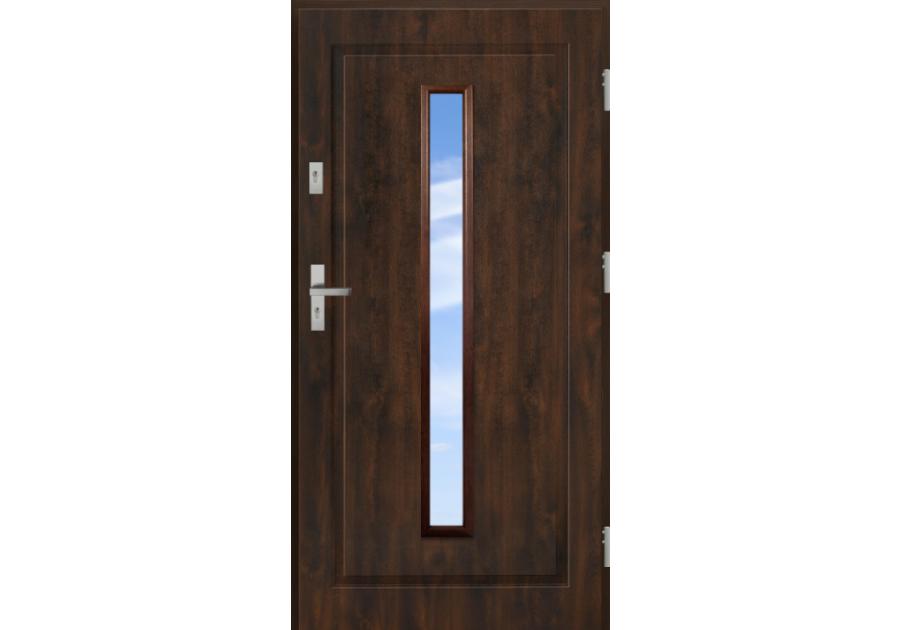 Zdjęcie: Drzwi zewnętrzne stalowo-drewniane Disting Mario 04 Orzech 100 cm prawe KR CENTER