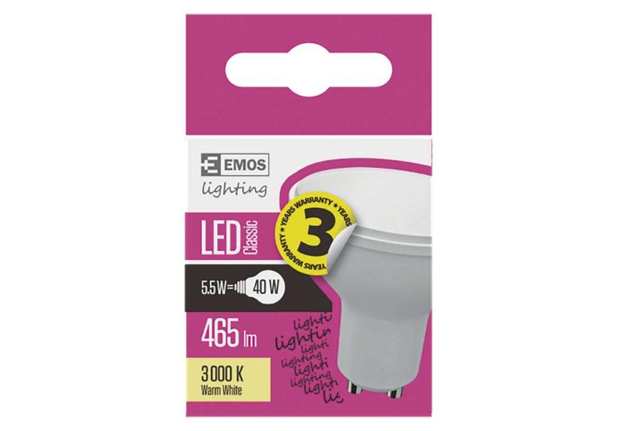 Zdjęcie: Żarówka LED Classic MR16, GU10, 5,7 W (40 W), 465 lm, ciepła biel EMOS