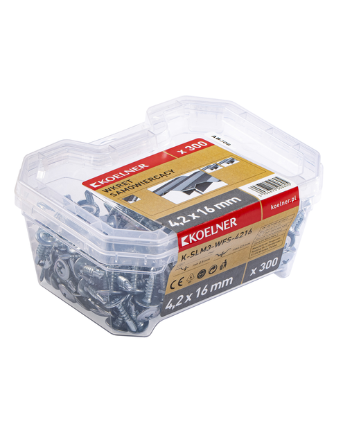 Zdjęcie: Wkręt samowiercący do cienkich blach i drewna 4,2x16 mm, 300 sztuk KOELNER