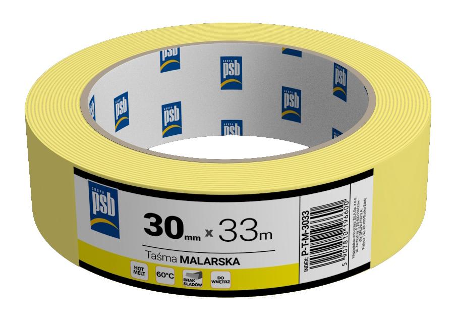 Zdjęcie: Taśma malarska żółta PSB 30 mm - 33 m SILA