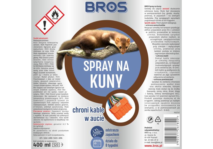 Zdjęcie: Spray na kuny 400 ml BROS