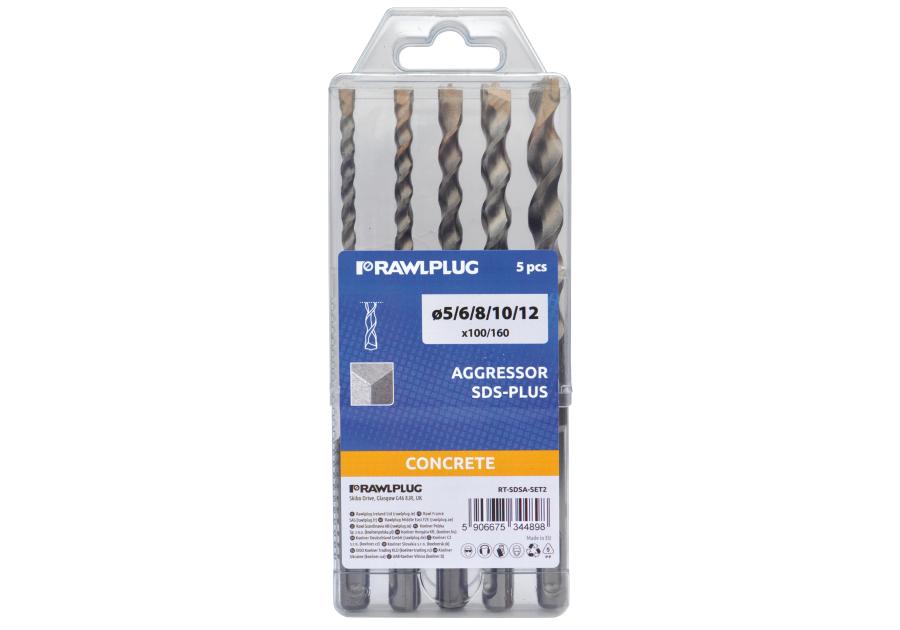 Zdjęcie: Zestaw wierteł Aggressor SDS Plus 3 szt., 6x100x160 mm; 8x100x160 mm; 10x100x160 mm RAWLPLUG