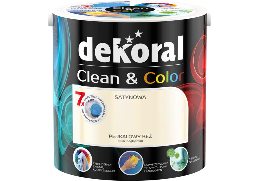 Zdjęcie: Farba satynowa Clean&Color 2,5 L perkalowy beż DEKORAL