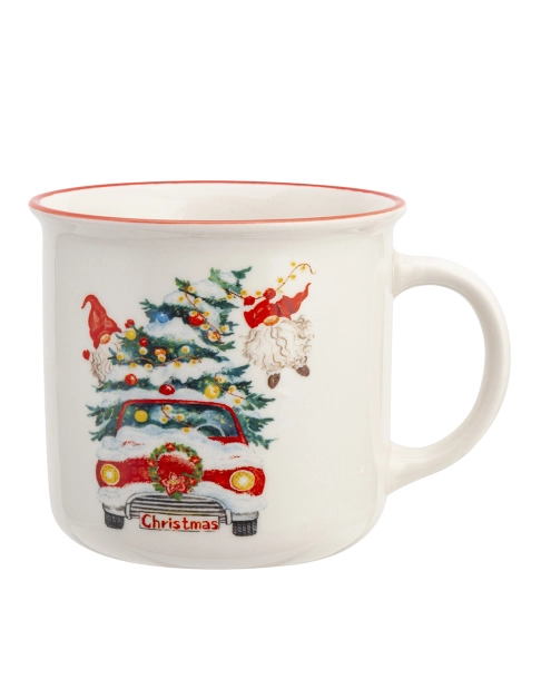 Zdjęcie: Kubek prosty z wywiniętym rantem 390 ml dekor Świąteczny samochód ALTOMDESIGN