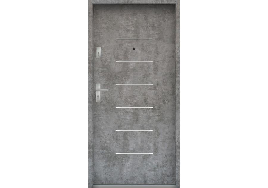 Zdjęcie: Drzwi wejściowe do mieszkań Bastion A-39 Beton srebrny 90 cm prawe ODP KR CENTER