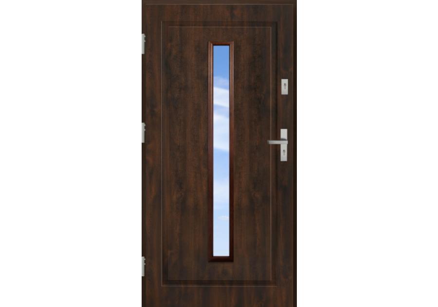 Zdjęcie: Drzwi zewnętrzne stalowo-drewniane Disting Mario 04 Orzech 80 cm lewe KR CENTER