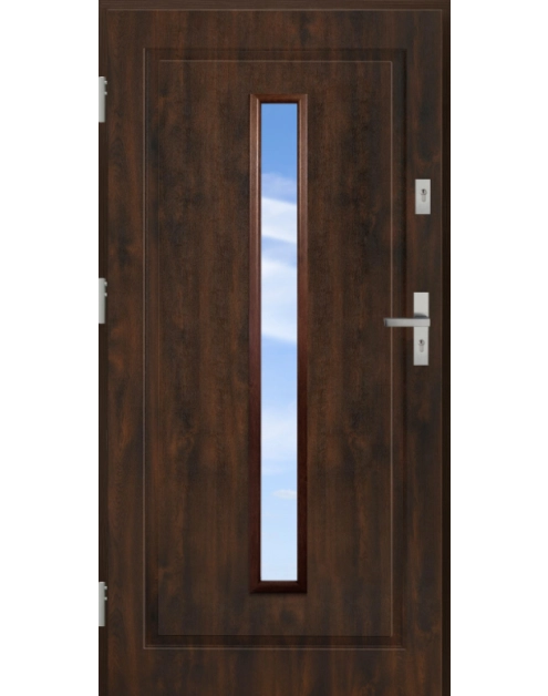 Zdjęcie: Drzwi zewnętrzne stalowo-drewniane Disting Mario 04 Orzech 80 cm lewe KR CENTER