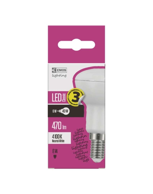 Zdjęcie: Żarówka LED Classic R50, E14, 4 W (39 W), 450 lm, neutralna biel EMOS