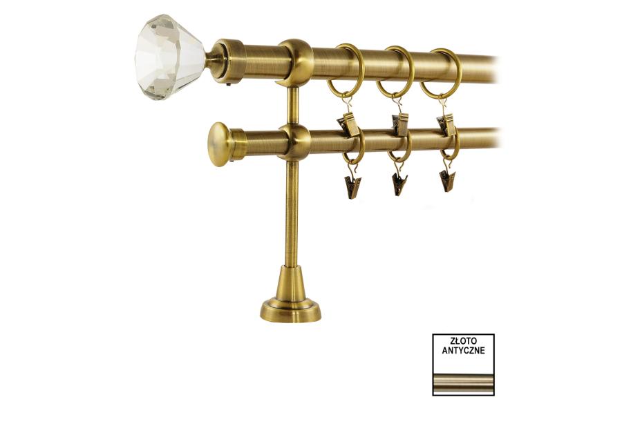 Zdjęcie: Karnisz podwójny Zeus fi 25 mm - 320 cm diament złoto KARWEL