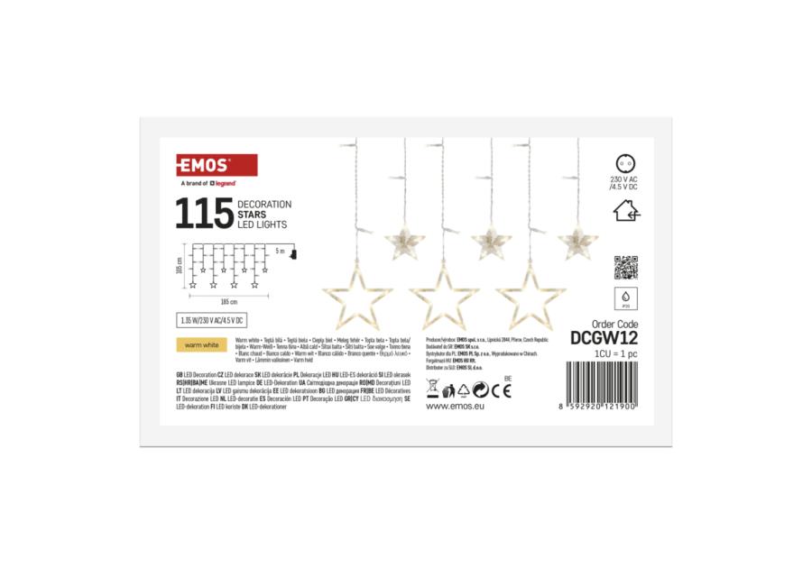Zdjęcie: Girlanda 115 LED sople gwiazdki 185x105 cm ciepła biel, IP44 EMOS