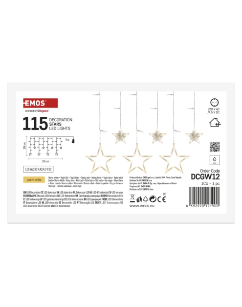 Zdjęcie: Girlanda 115 LED sople gwiazdki 185x105 cm ciepła biel, IP44 EMOS