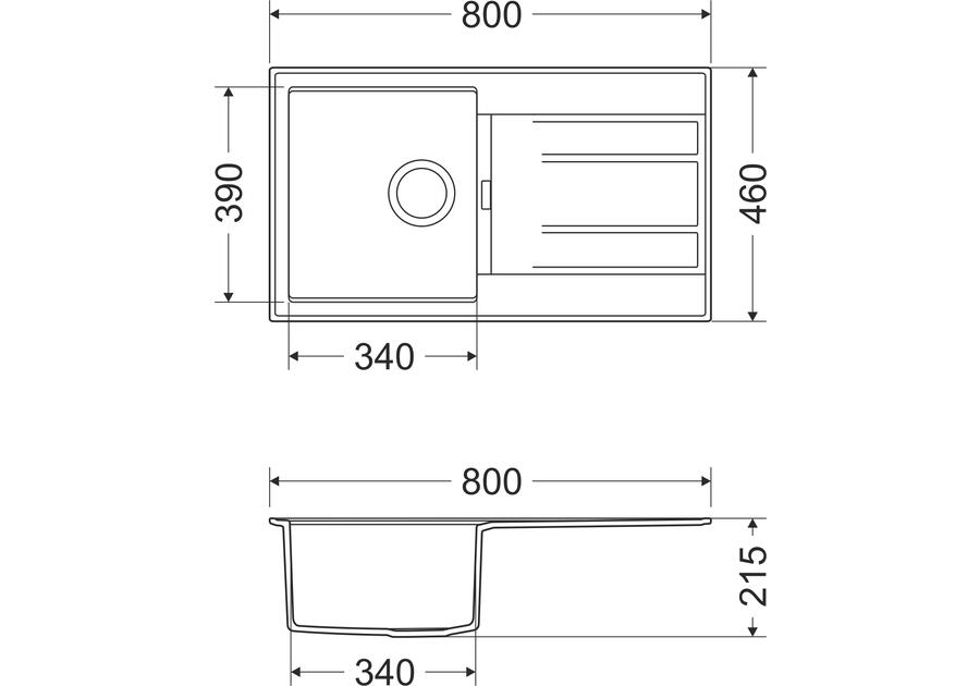 Zdjęcie: Zlewozmywak granitowy Avangard 1-komorowy szary 80x46x21,5 cm bateria Elite F MILÓ