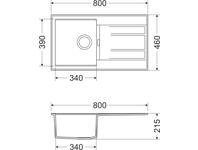 Zdjęcie: Zlewozmywak granitowy Avangard 1-komorowy szary 80x46x21,5 cm bateria Elite F MILÓ