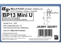Zdjęcie: Listwa PVC BP13 Mini U L250 6/3 szary jasny, z siatką i z uszczelką BELLA PLAST