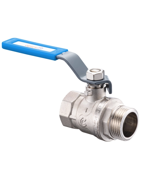 Zdjęcie: Zawór kulowy z niebieską rączką w/z 1/2", pełen nikiel CALIDO