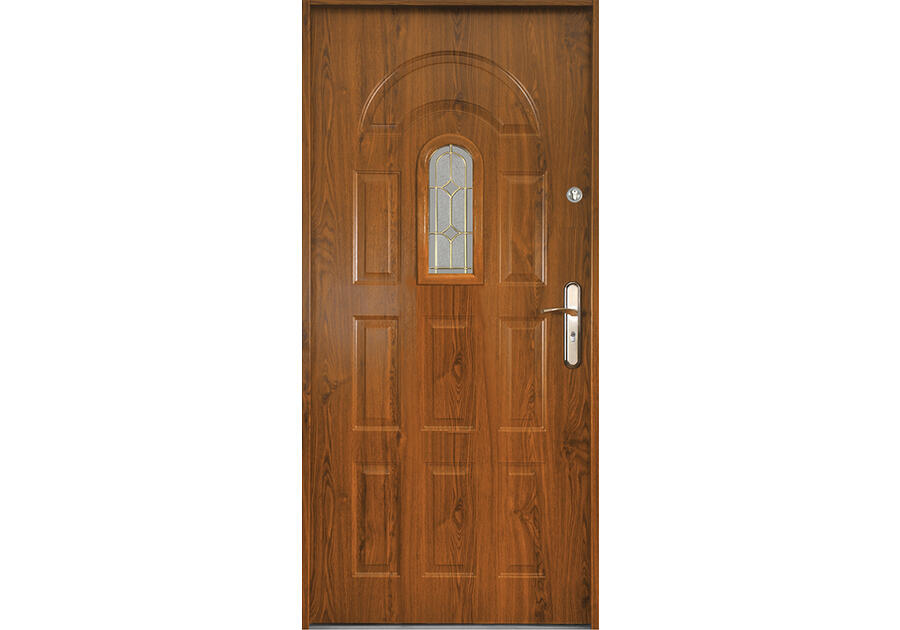 Zdjęcie: Drzwi zewnętrzne Aruba 90 cm lewe złoty dąb S-DOOR