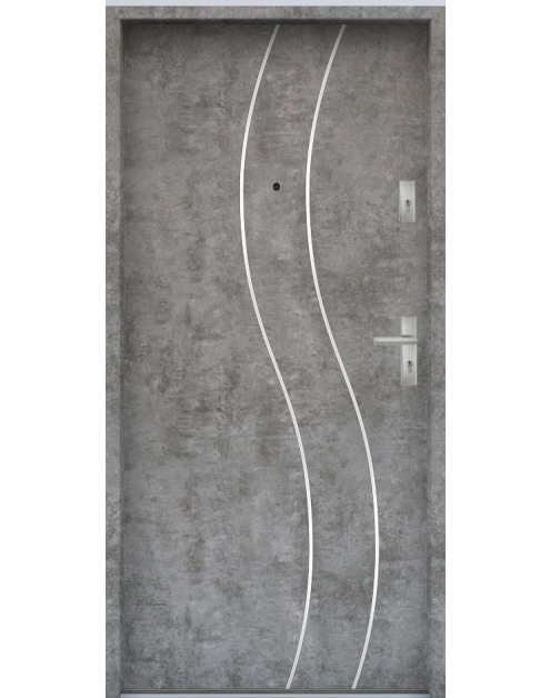 Zdjęcie: Drzwi wejściowe do mieszkań Bastion R-59 Beton srebrny 90 cm lewe ODO KR CENTER