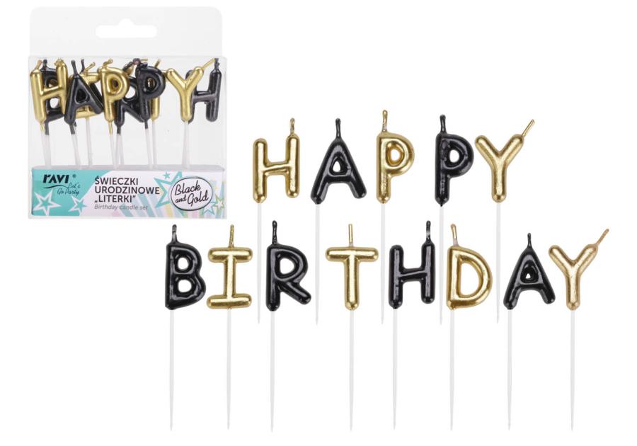 Zdjęcie: Świeczki urodzinowe Literki Black and Gold 72048 RAVI