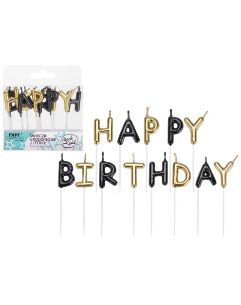 Zdjęcie: Świeczki urodzinowe Literki Black and Gold 72048 RAVI